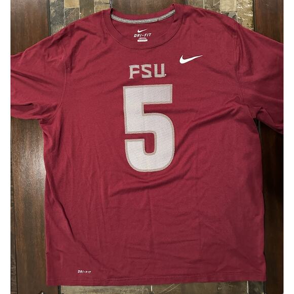 Nike Men's XL T-Shirt 2014 BCS National Championship FSU #5 Short Sleeve Red - Picture 2 of 7